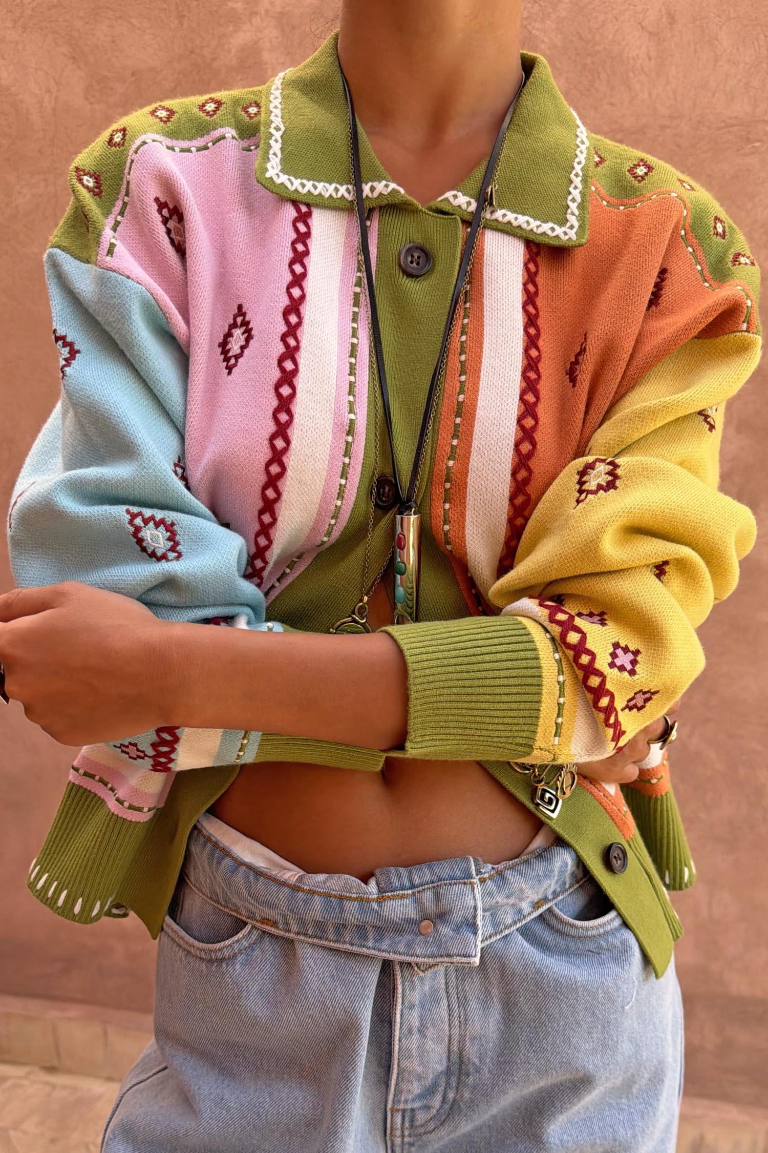 Geometric Palm Cardigan