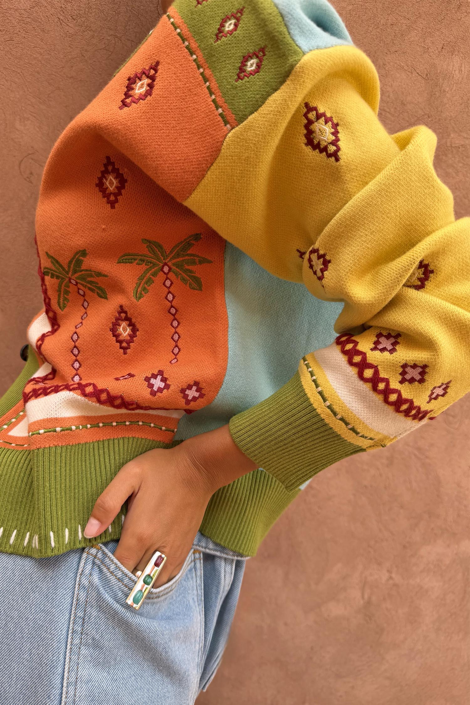 Geometric Palm Cardigan