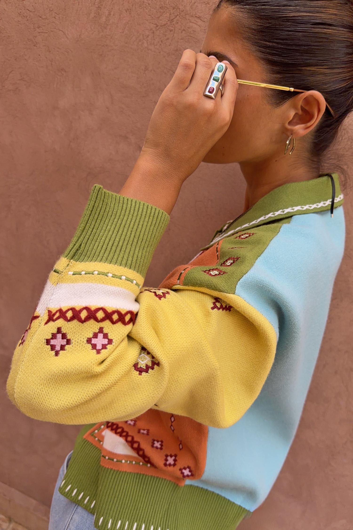 Geometric Palm Cardigan
