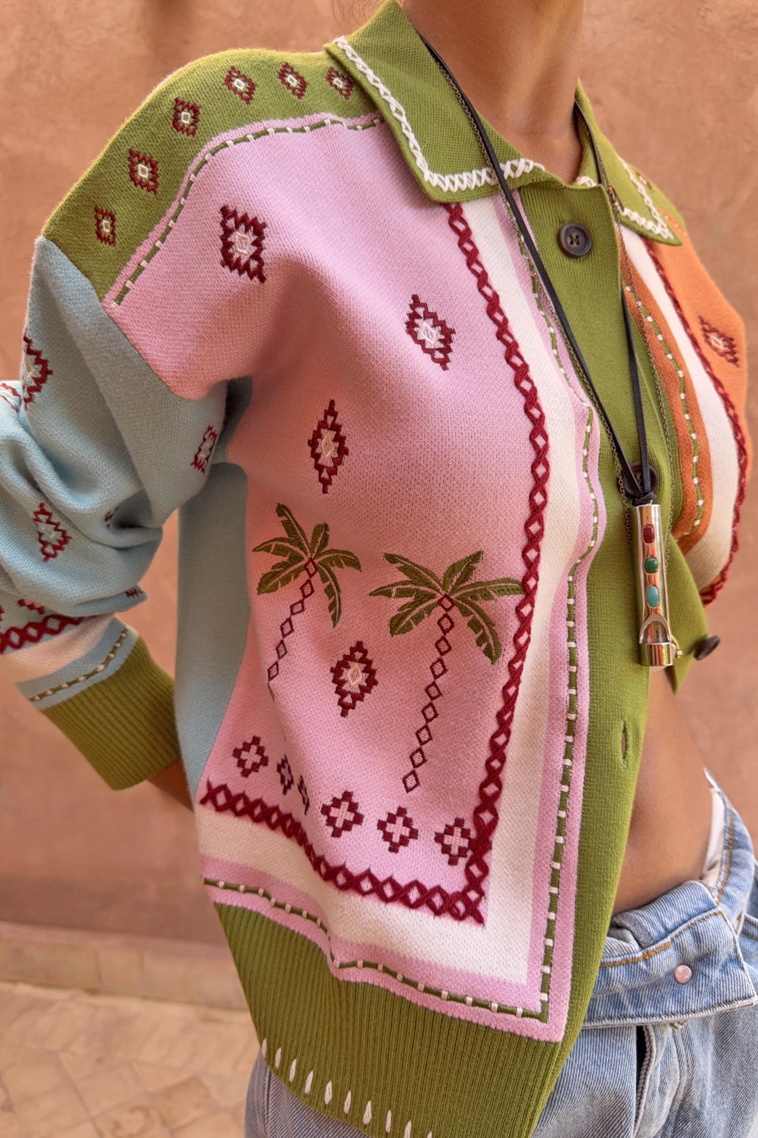 Geometric Palm Cardigan