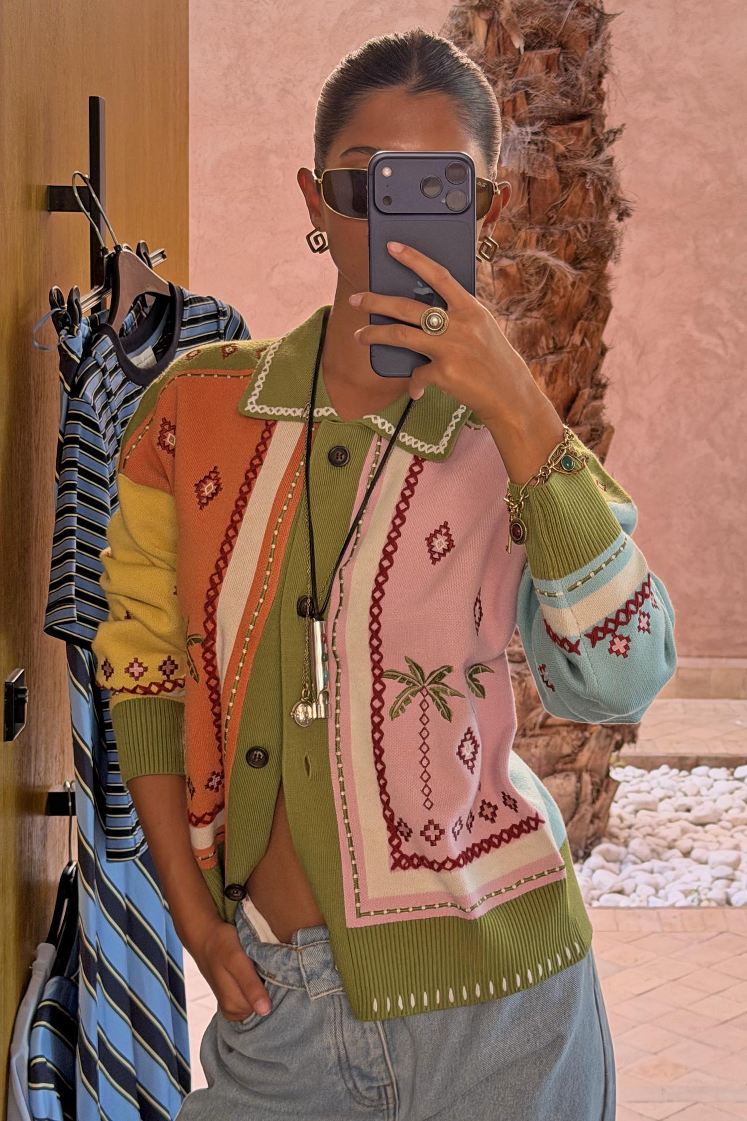Geometric Palm Cardigan