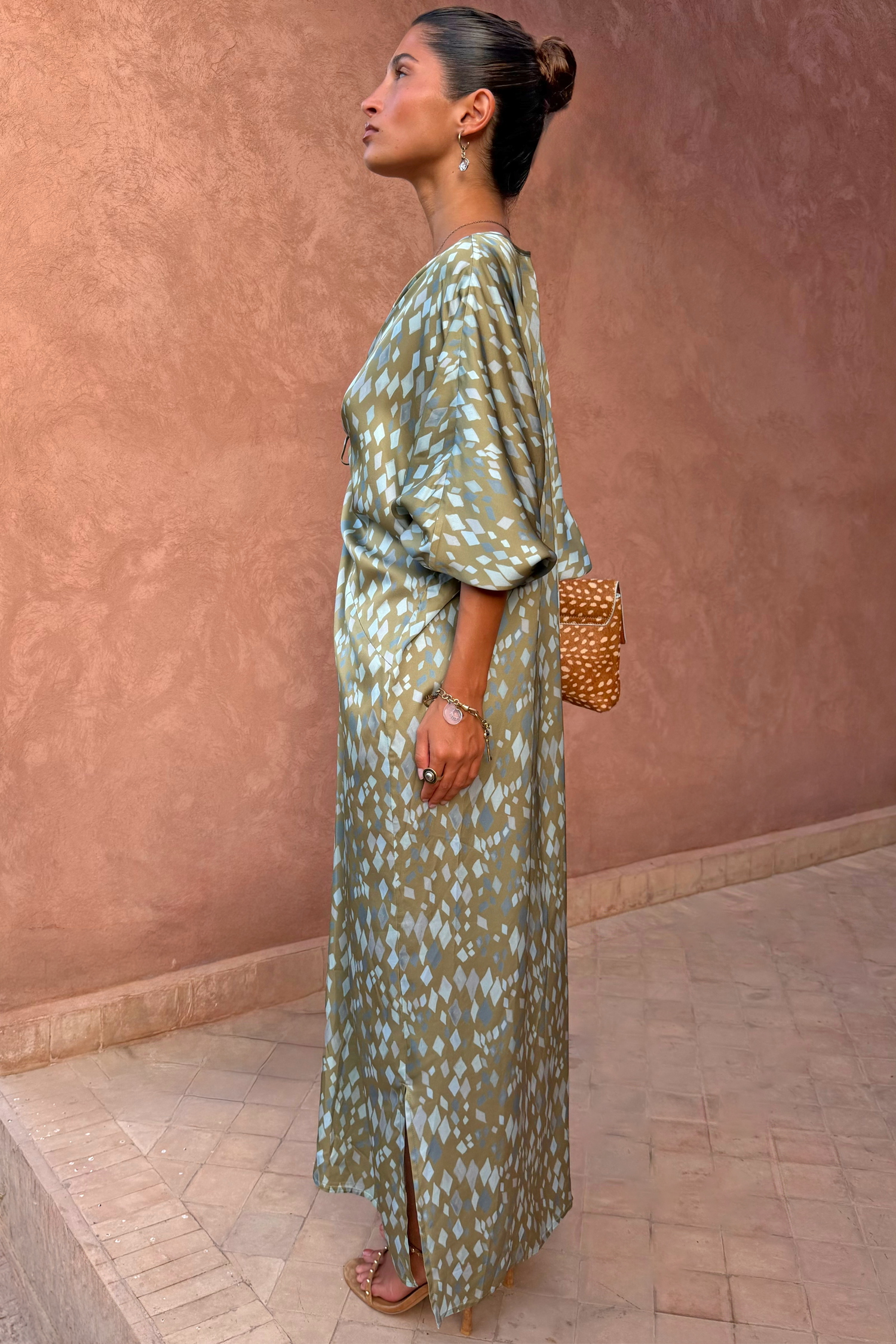 Green Diamond Print Toria Dress