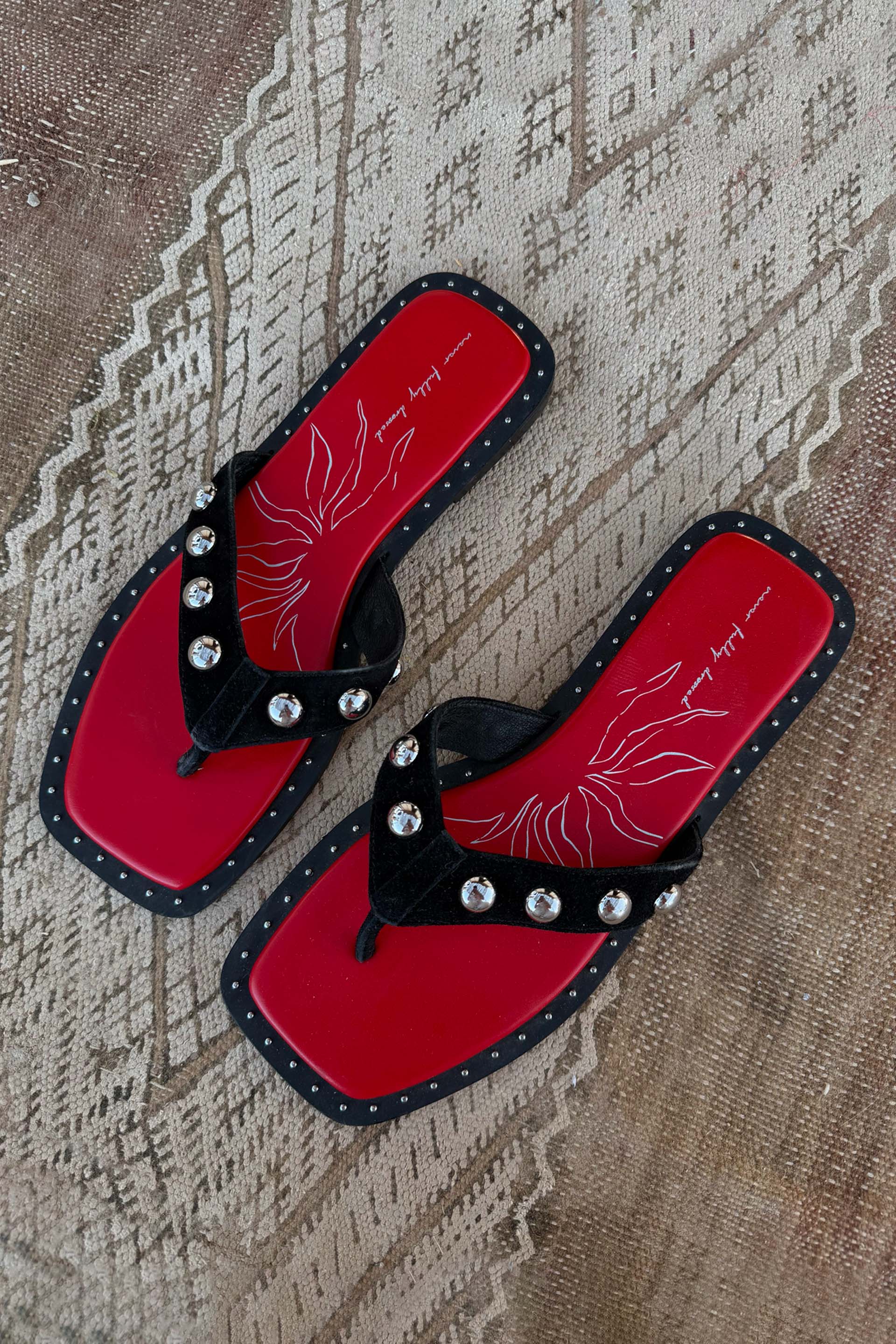 Black Leather Stud Sandals