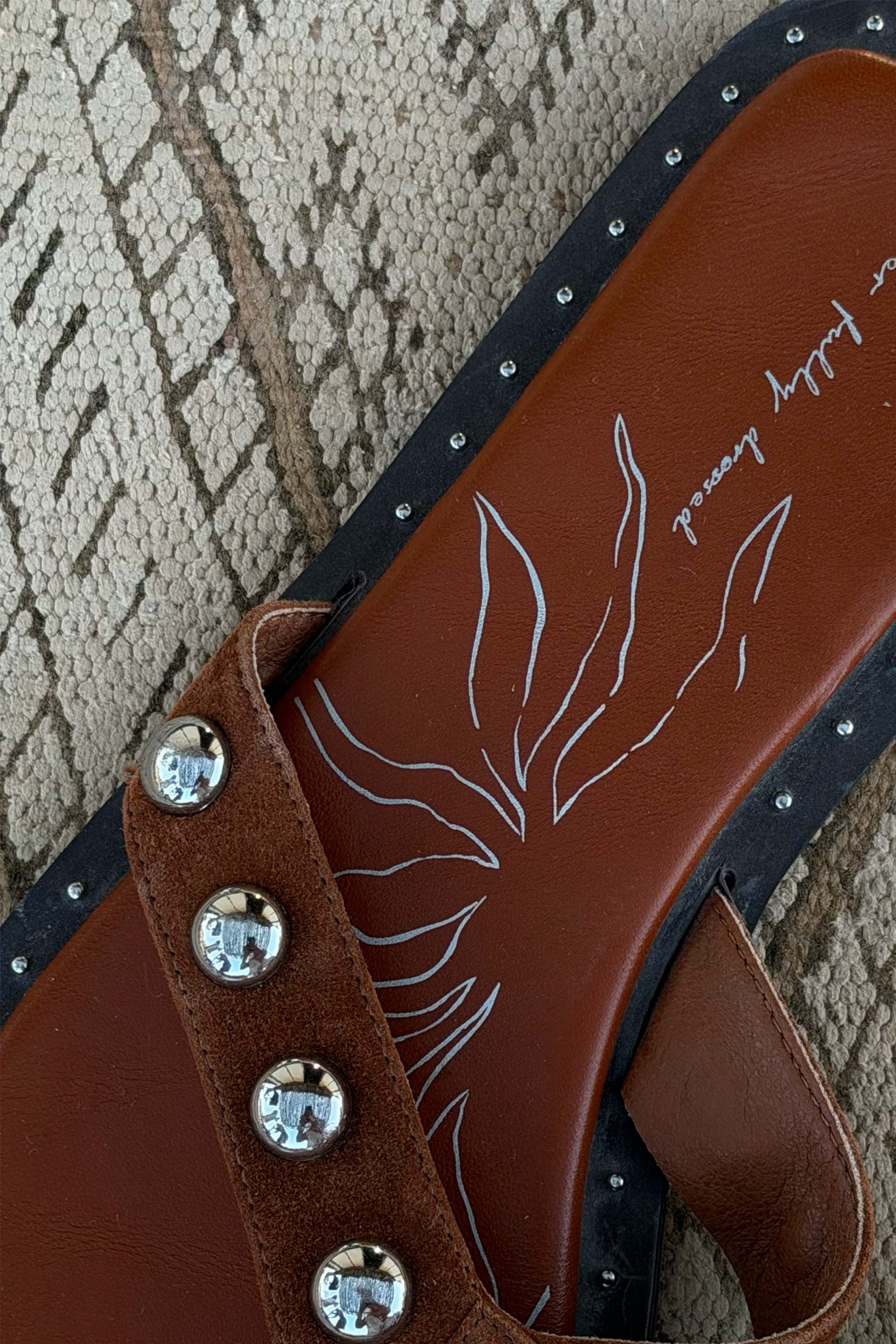 Tan Leather Stud Sandals