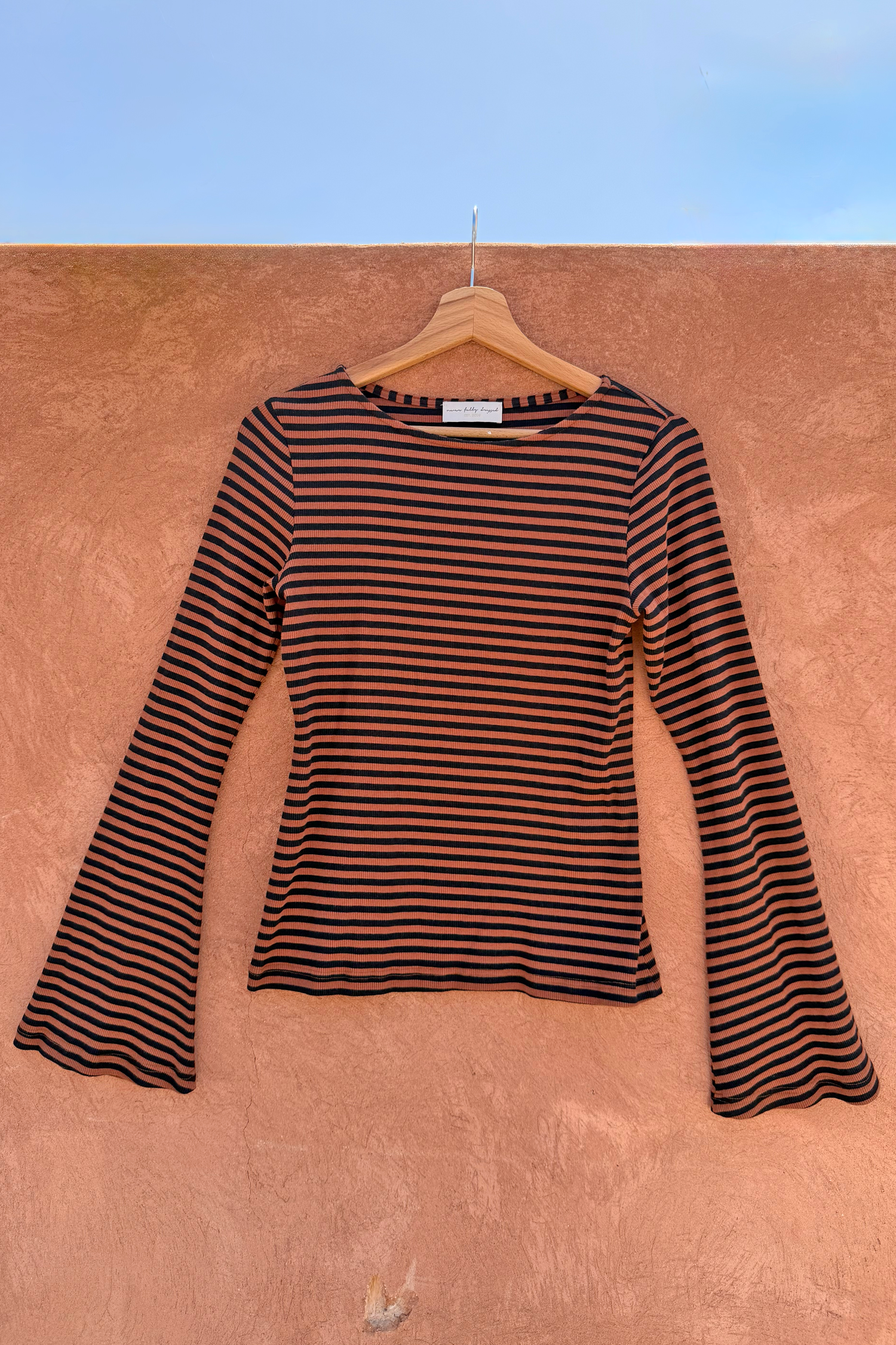 Chocolate Stripe Top with Bra Detail