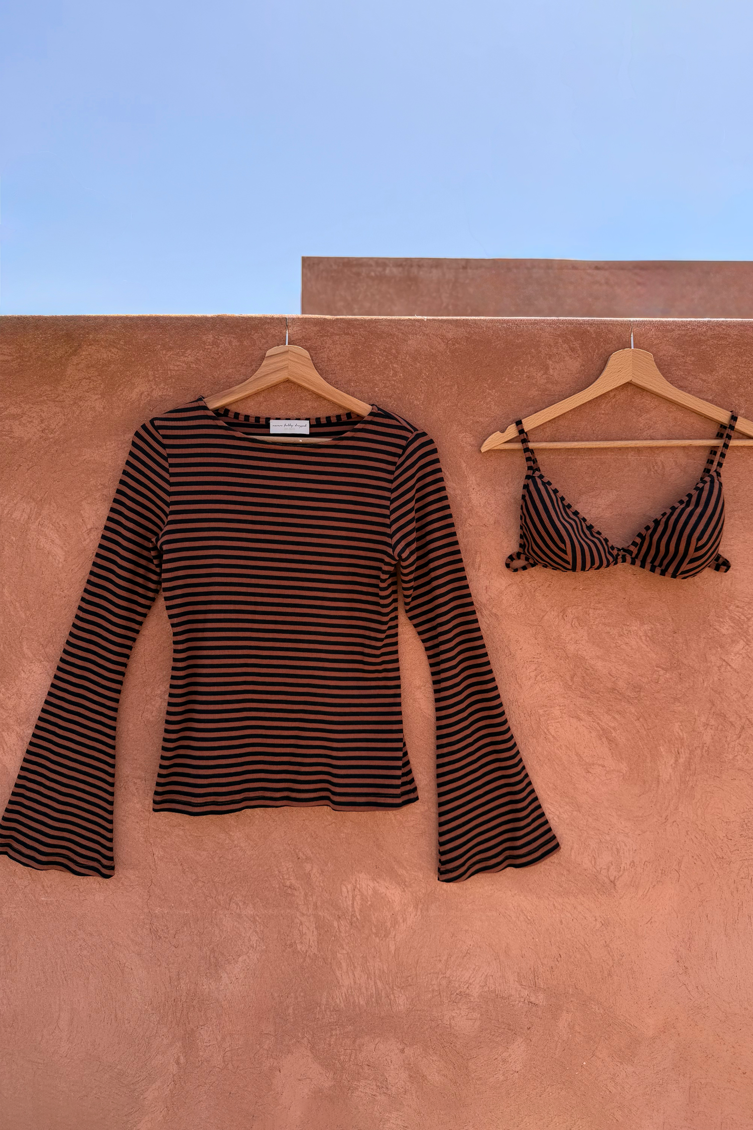 Chocolate Stripe Top with Bra Detail
