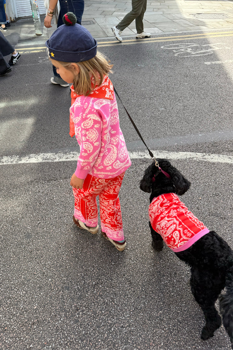 Kids Red and Pink Bandana Knitted Set