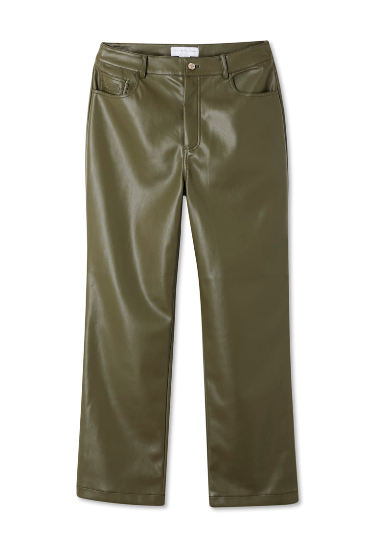 Khaki Vegan Leather Trouser
