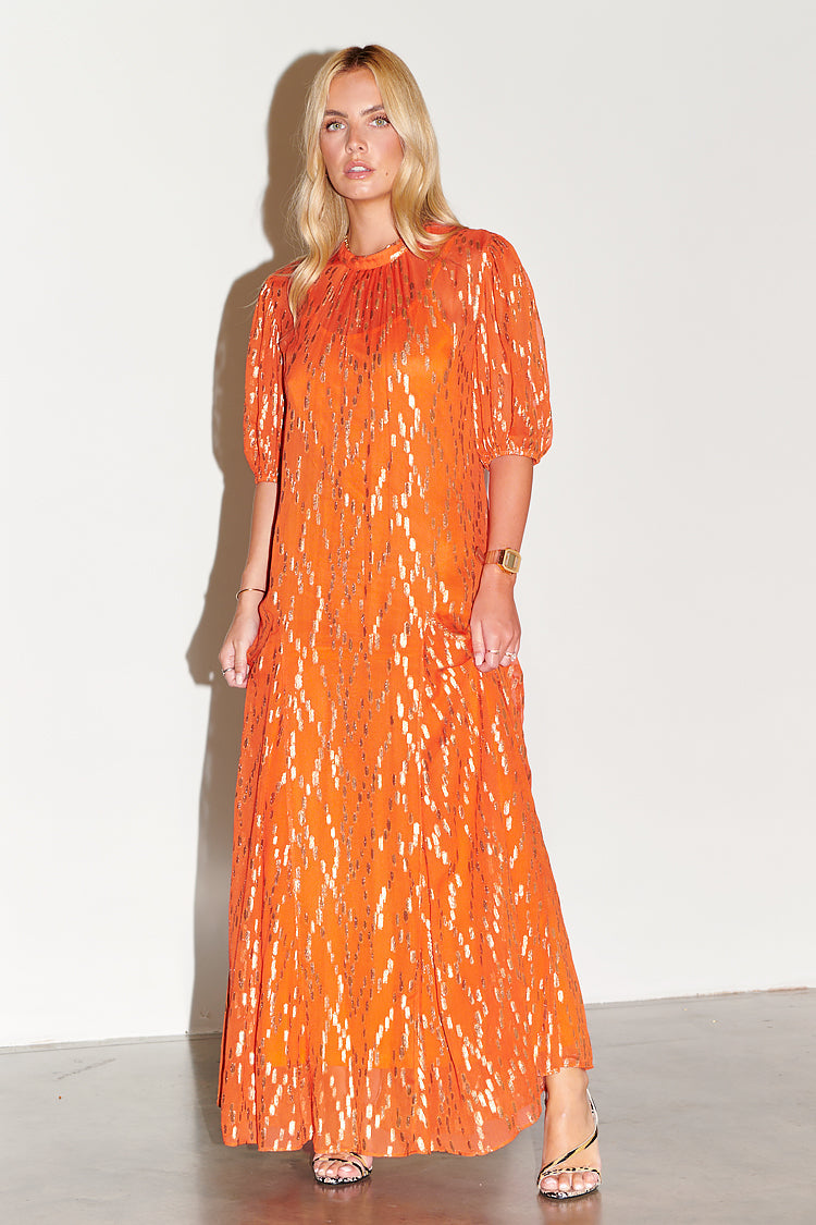 Orange Jacquard Bibi Dress