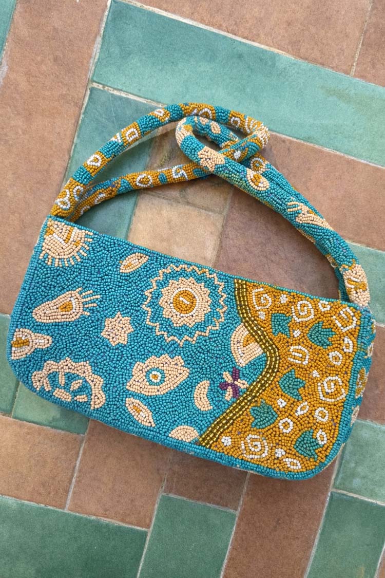 Blue and Yellow Morocco Beaded bag