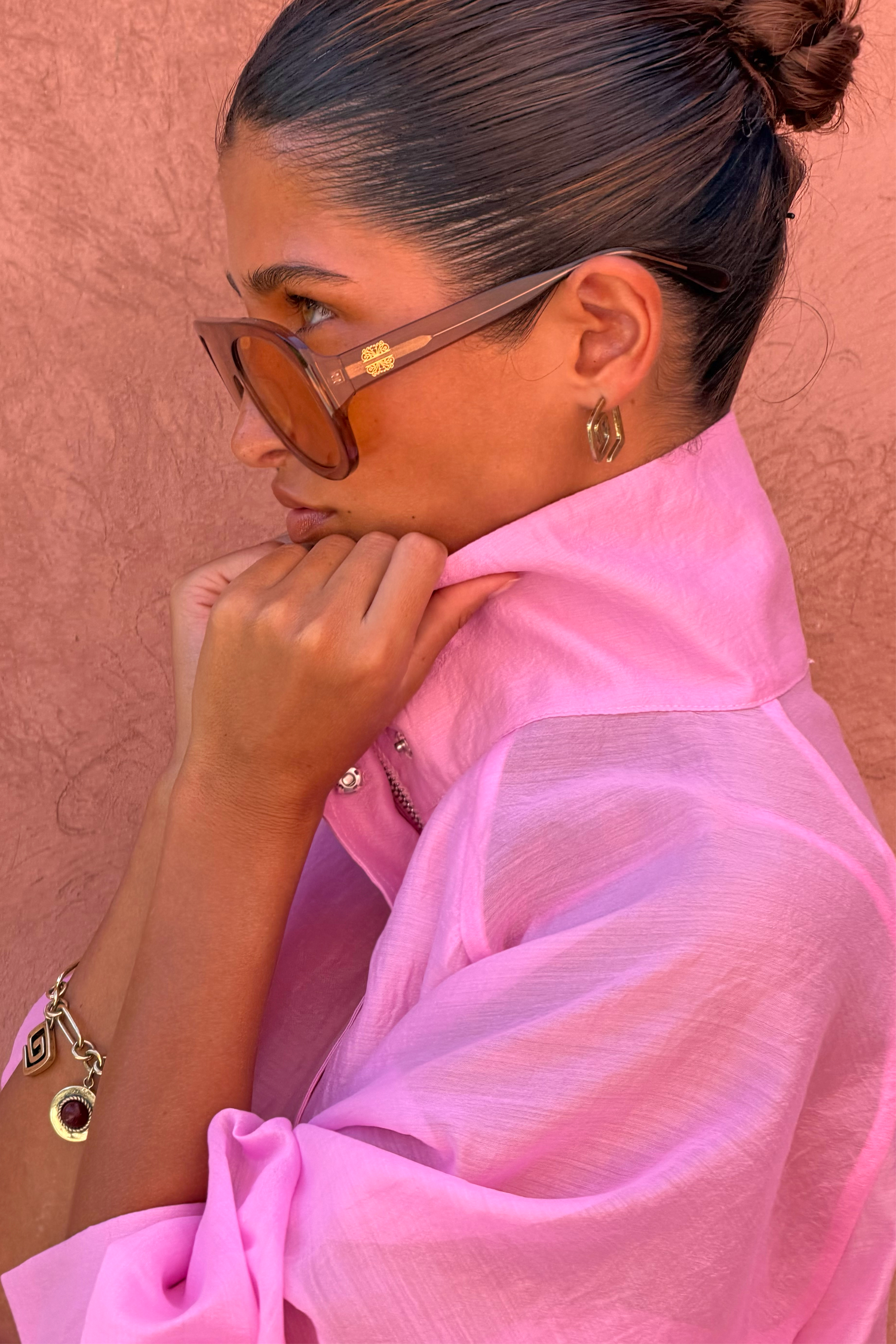 Pink Organza Funnel Jacket
