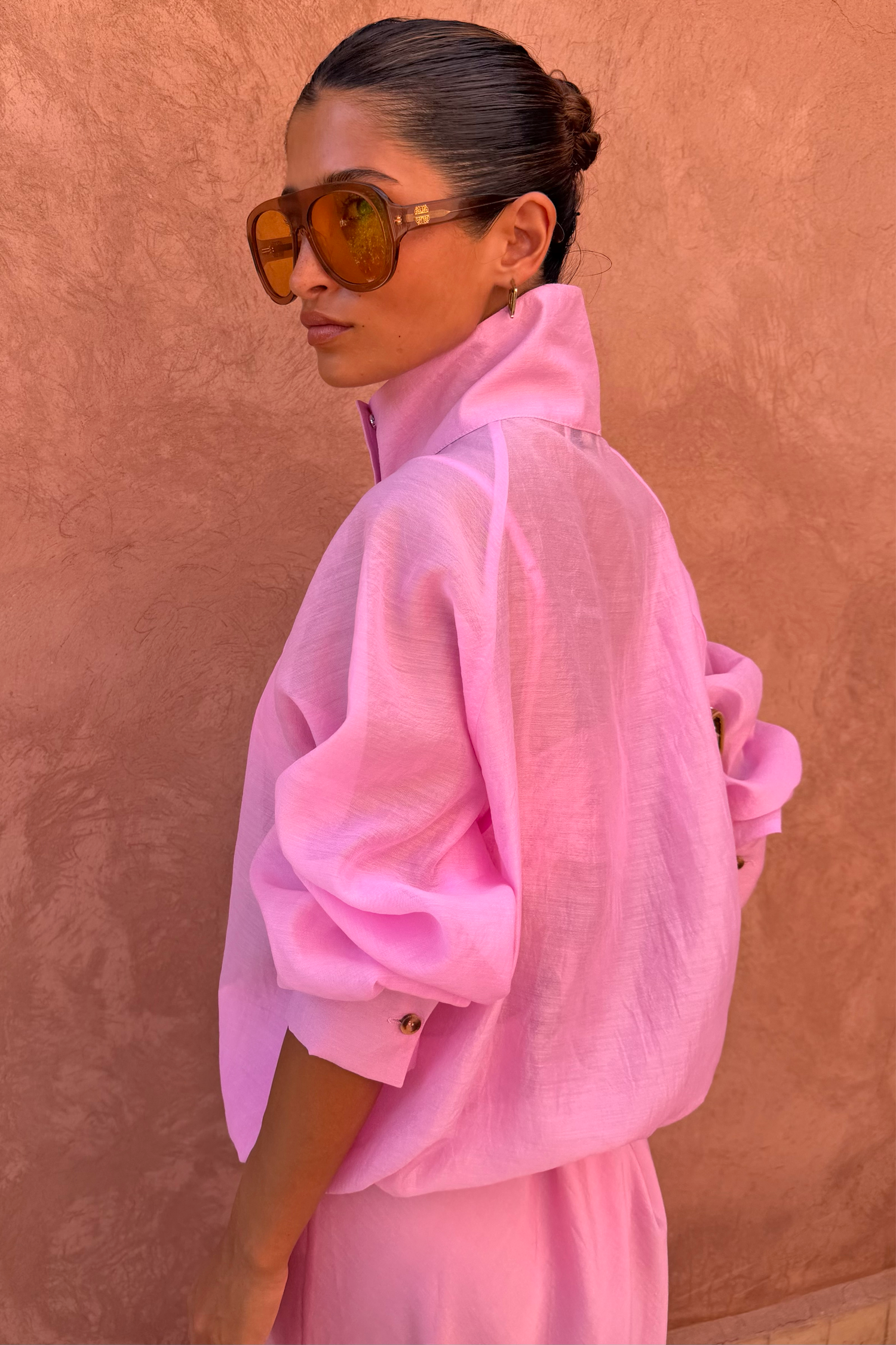 Pink Organza Funnel Jacket