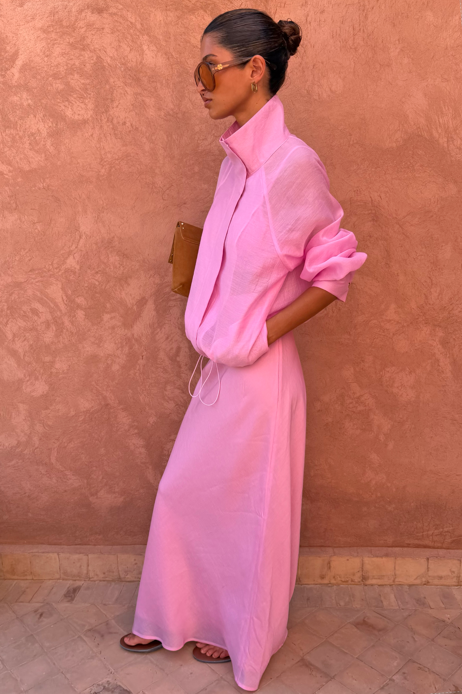 Pink Organza Funnel Jacket