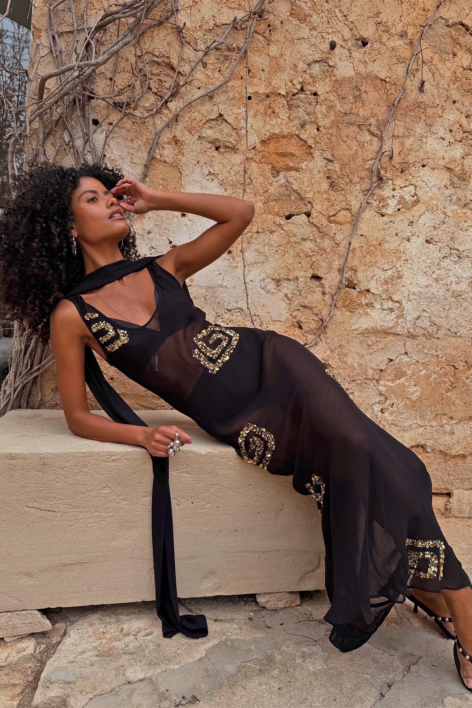 Black & Gold Simona Dress Petite