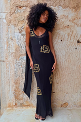 Black & Gold Simona Dress Petite