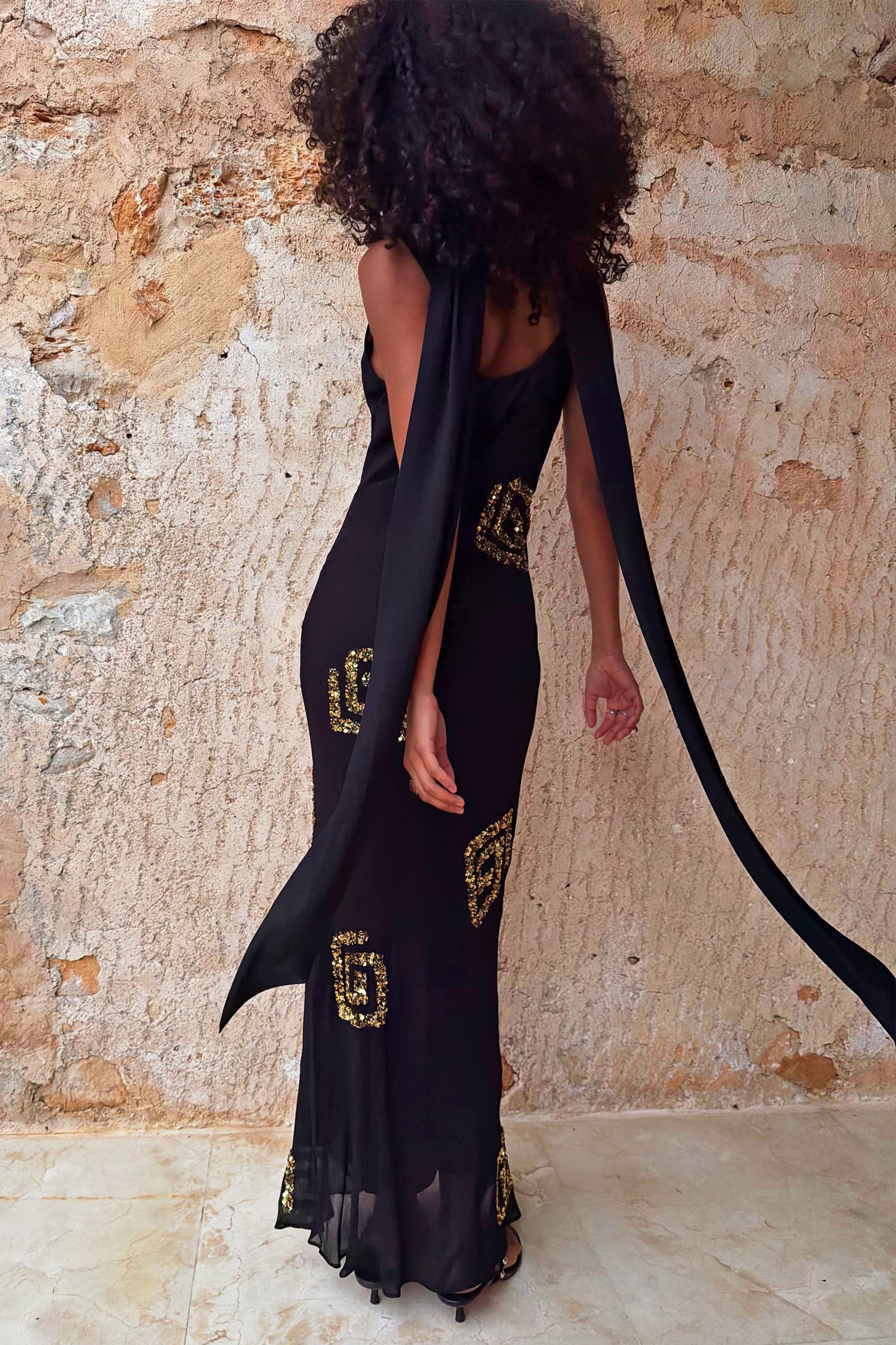 Black & Gold Simona Dress Petite