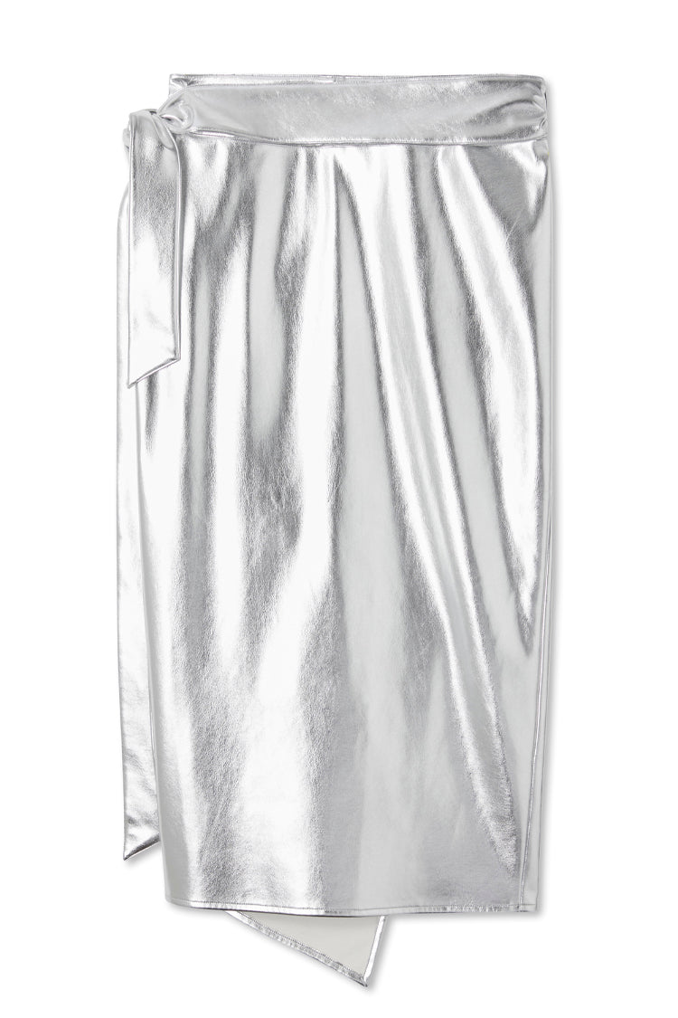 Silver Vegan Leather Jaspre Skirt