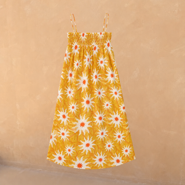 Girl's Yellow Cotton Sun Dress