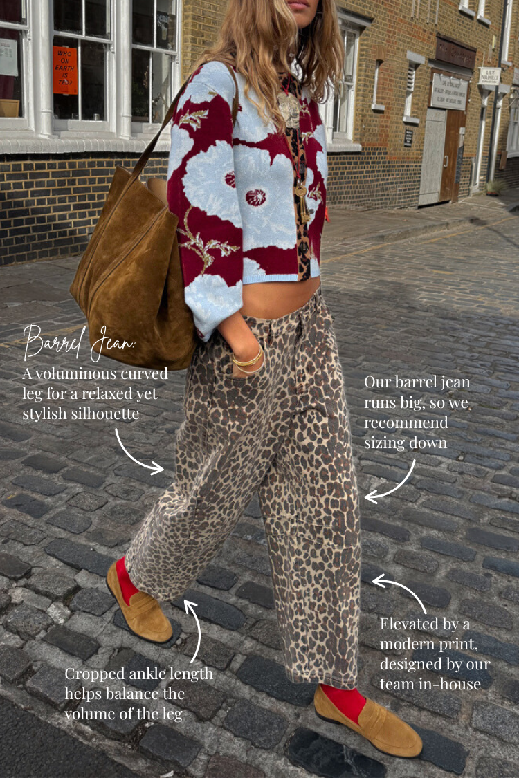 Leopard Barrel Jeans Petite