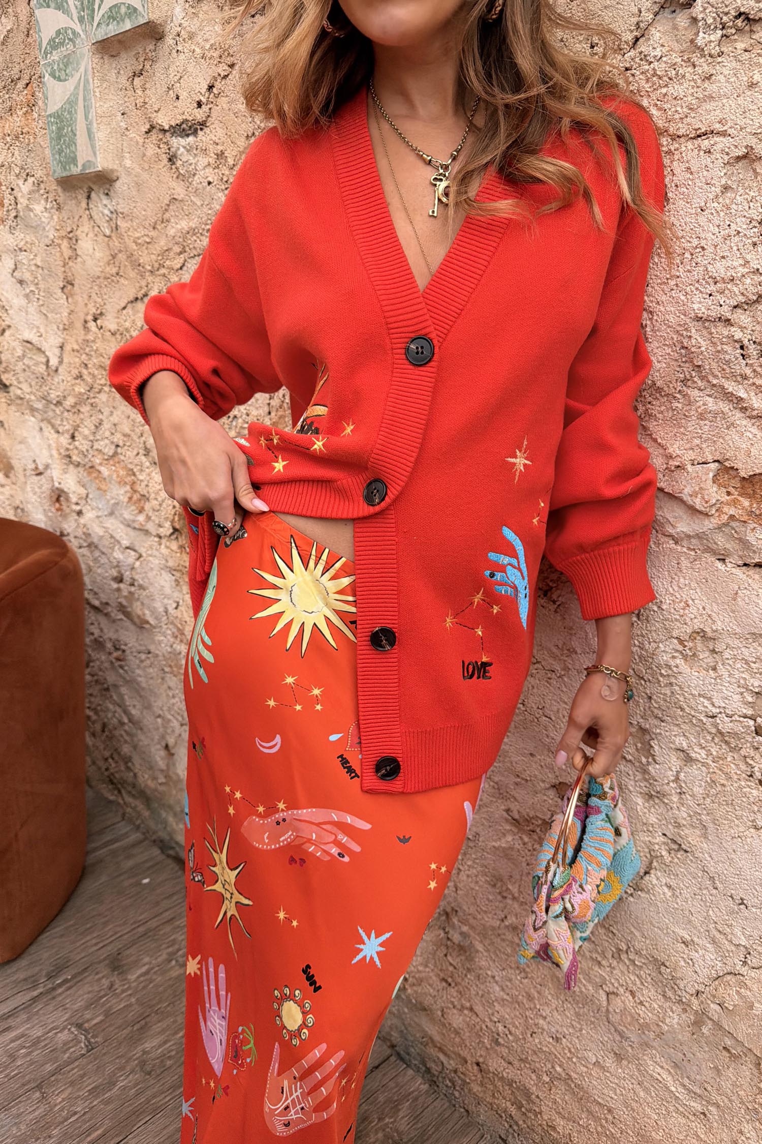 Red Celestial Cardigan