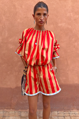 Tomato Stripe Ellie Shorts