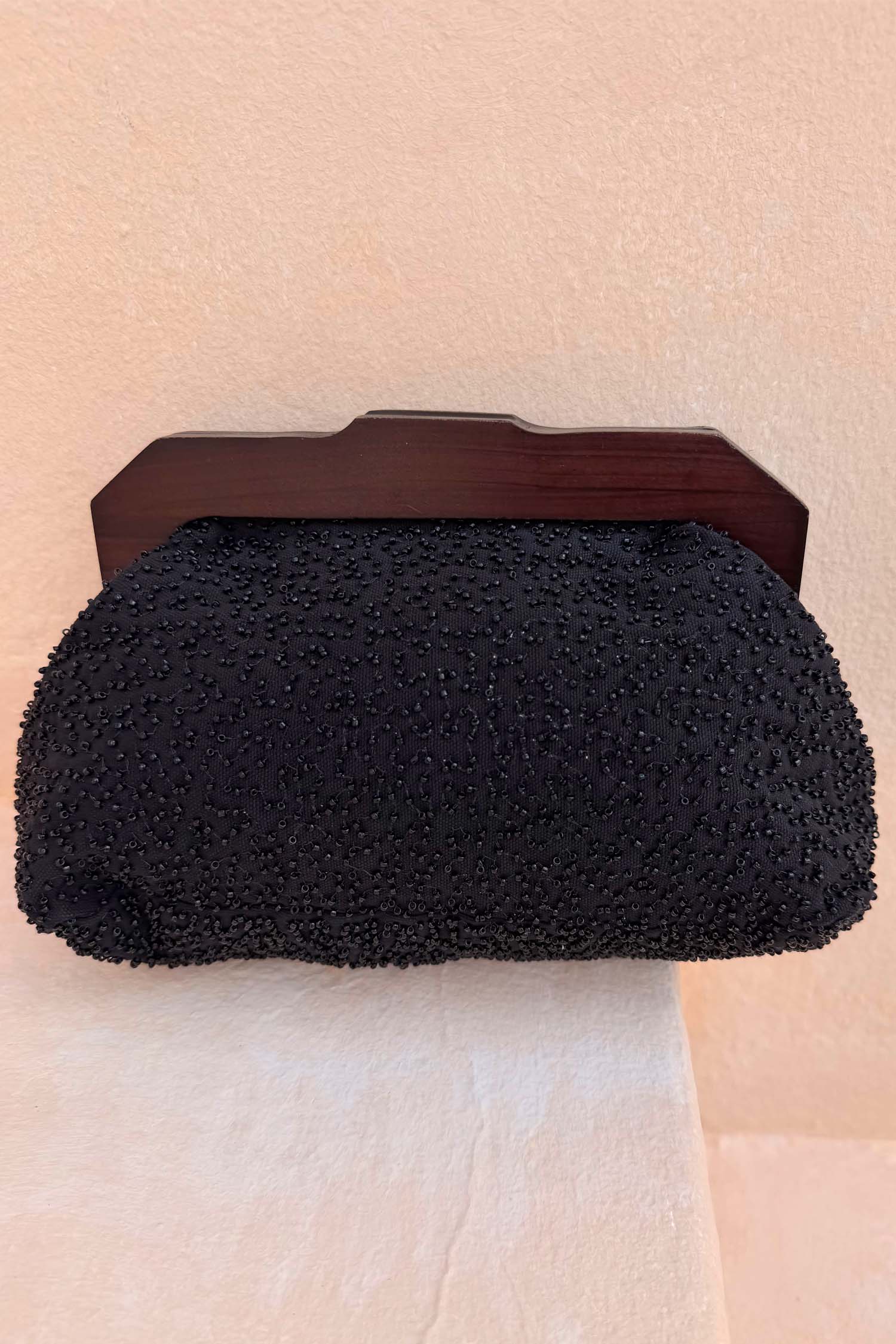 Black Beaded Mirror Bag