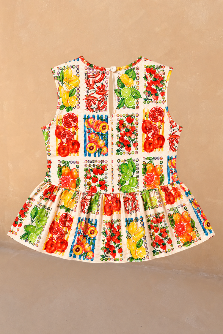 Girls Fruit Stamps Shorts Set