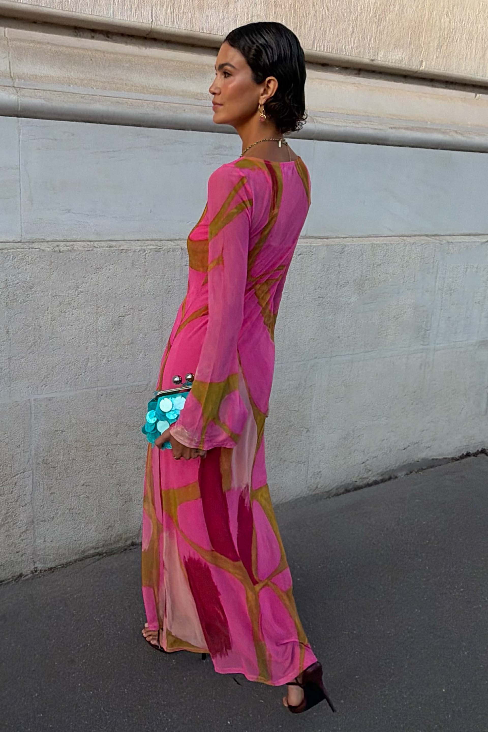 Pink and Olive Abstract Aria Dress