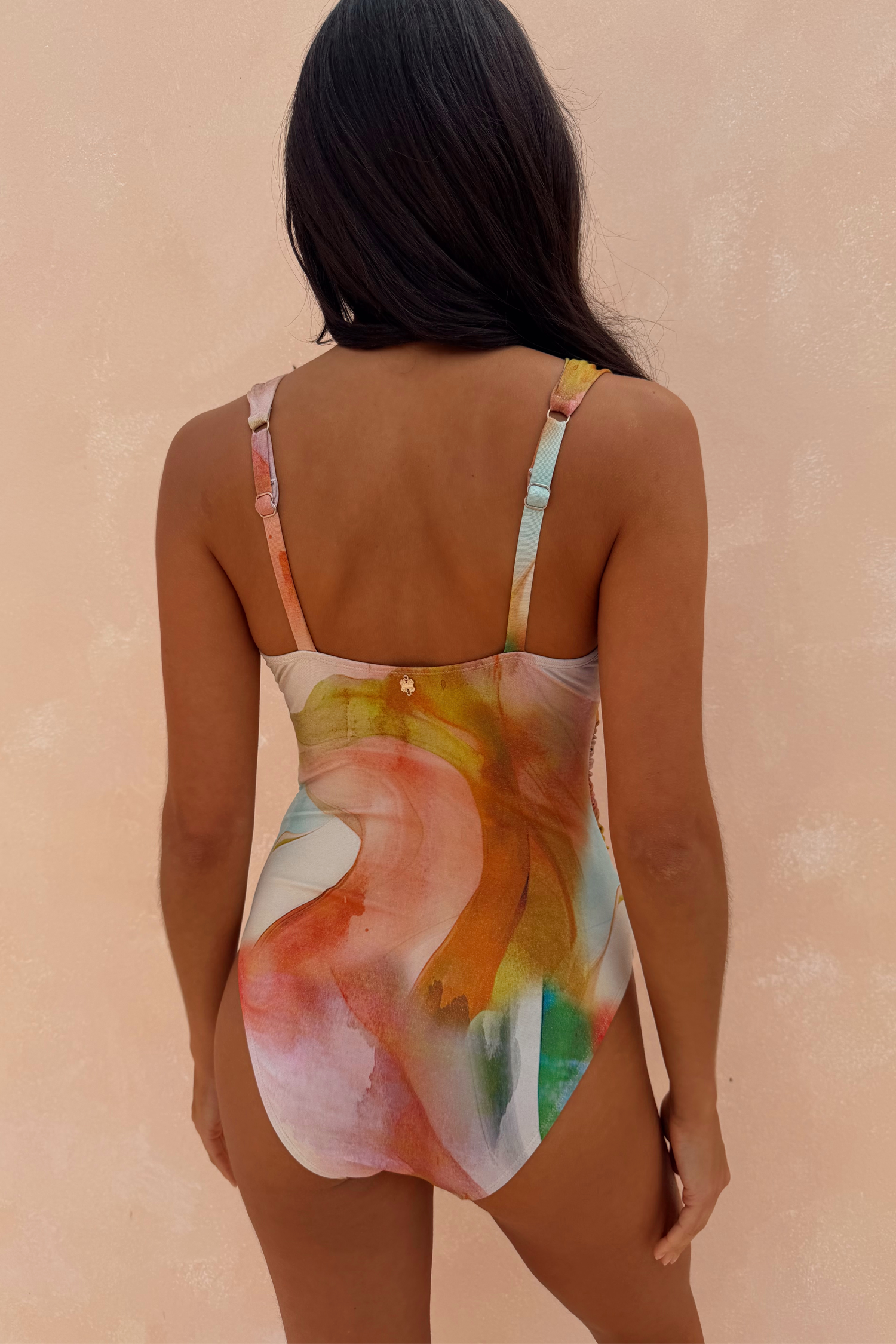 Abstract Plunge Swimsuit