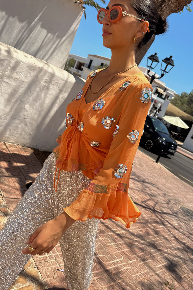 Apricot Embellished Top