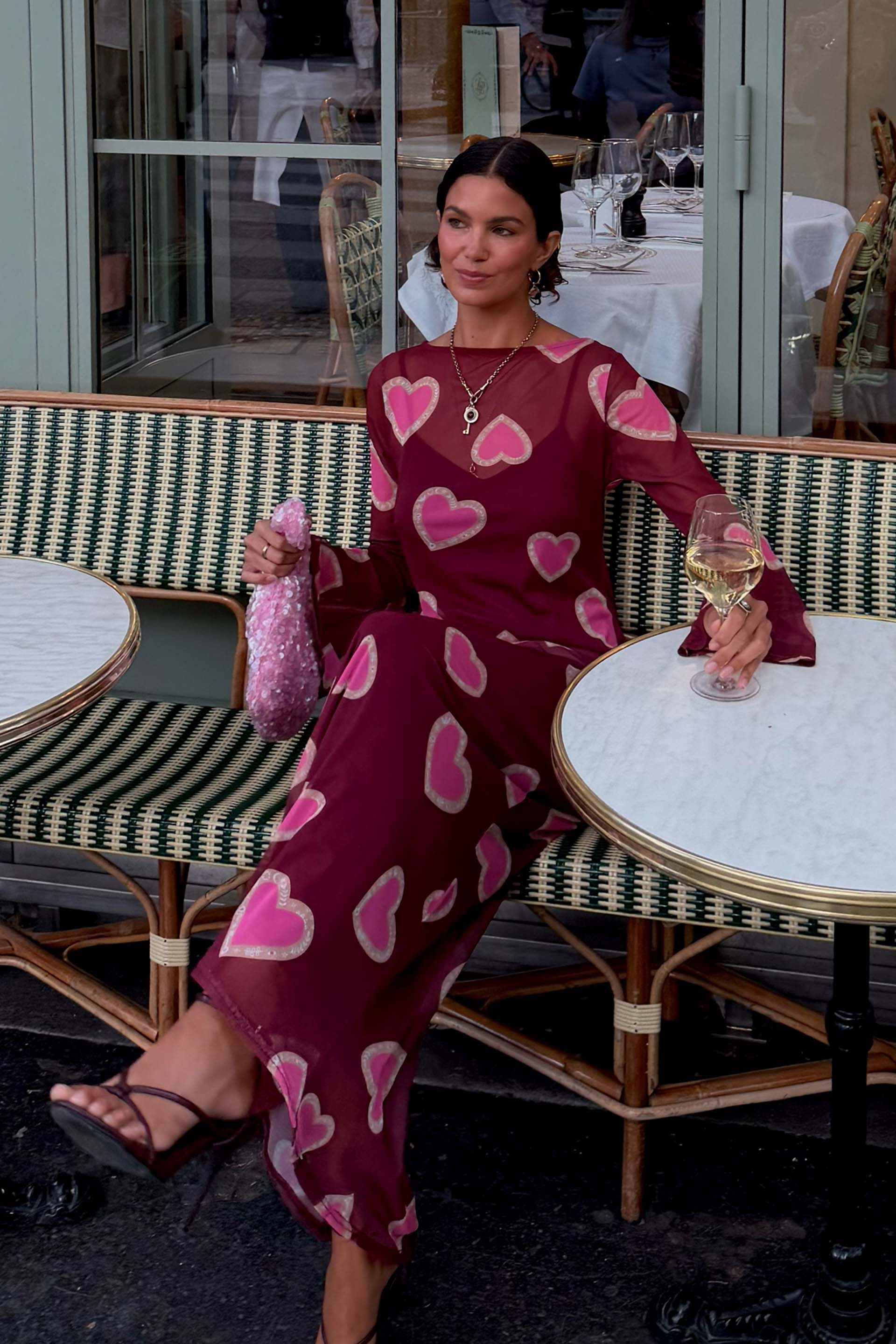 Burgundy Heart Aria Dress