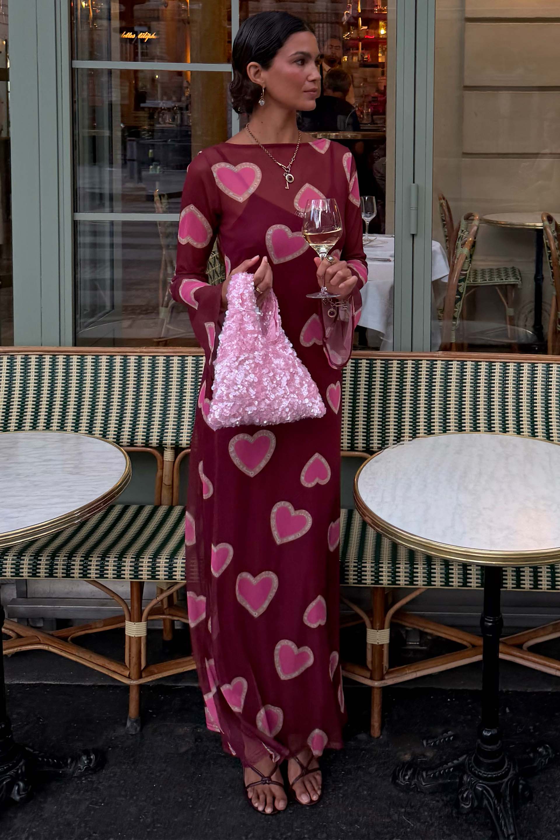 Burgundy Heart Aria Dress