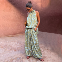 Green Diamond Print Balloon Trouser
