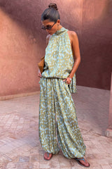 Green Diamond Print Balloon Trouser