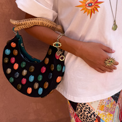 Black Stone Beaded Bag
