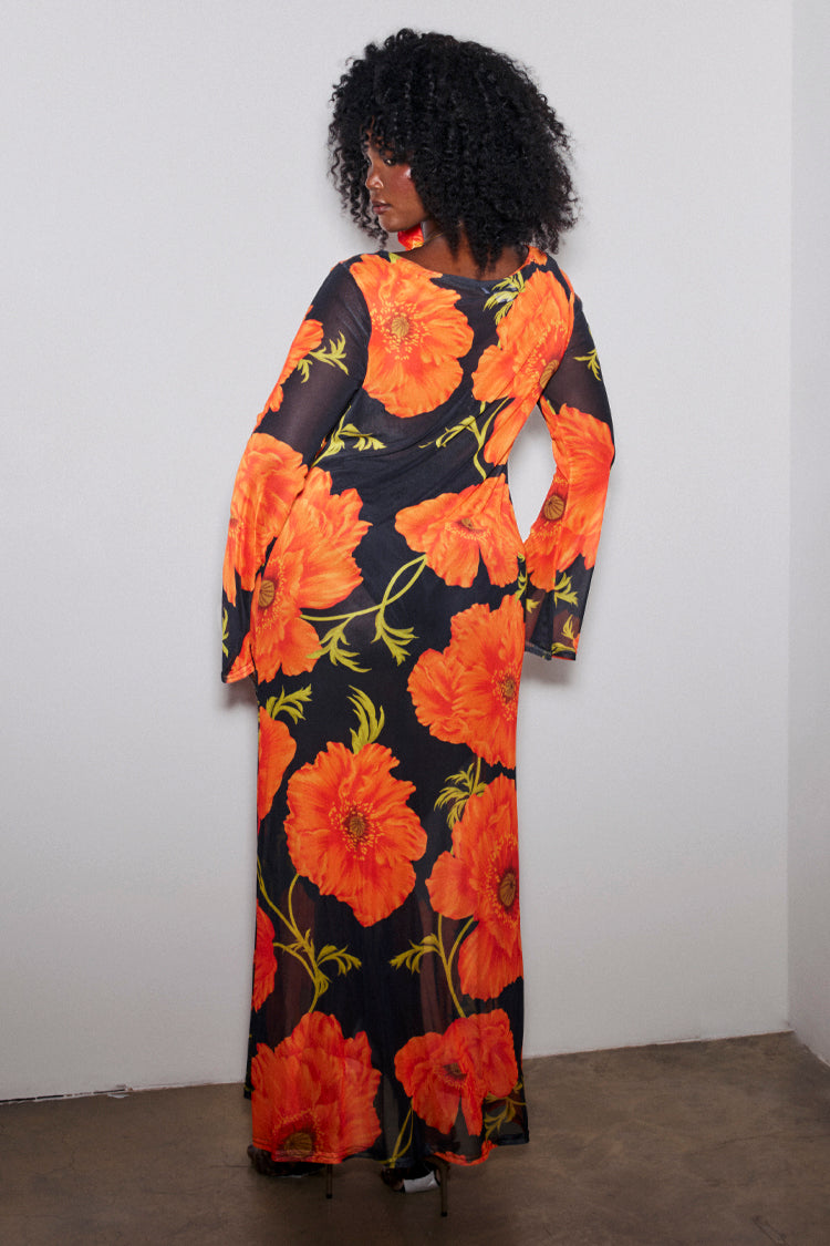 Black Poppy Aria Mesh Dress Petite