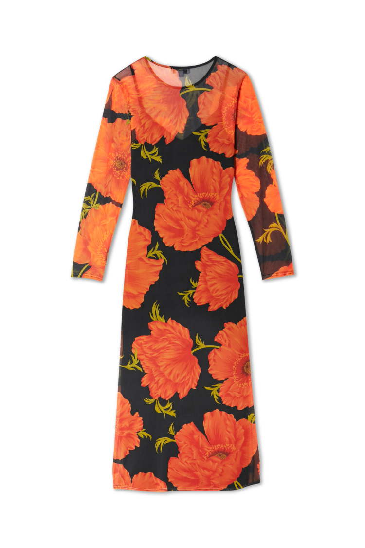 Black Poppy Aria Mesh Dress Petite