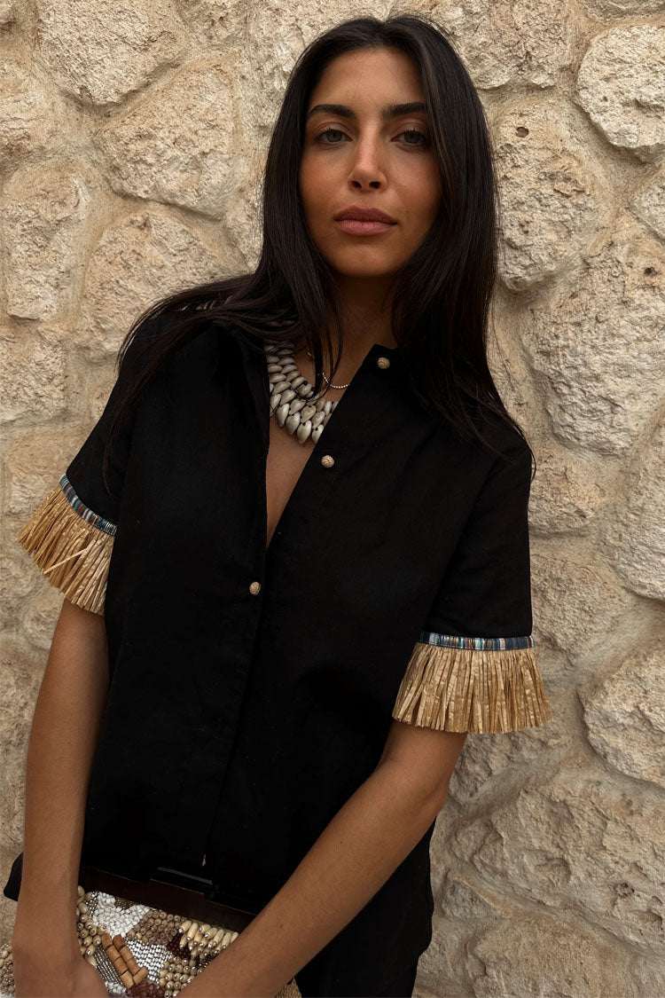 Black Raffia Shirt