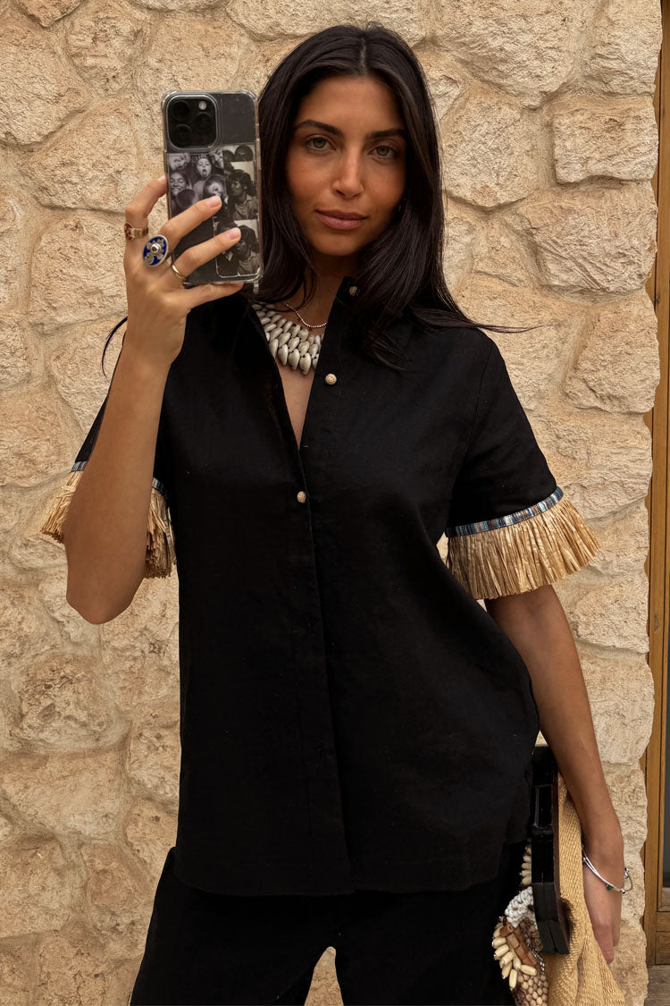 Black Raffia Shirt