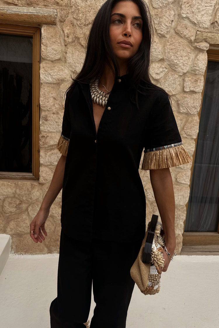 Black Raffia Shirt