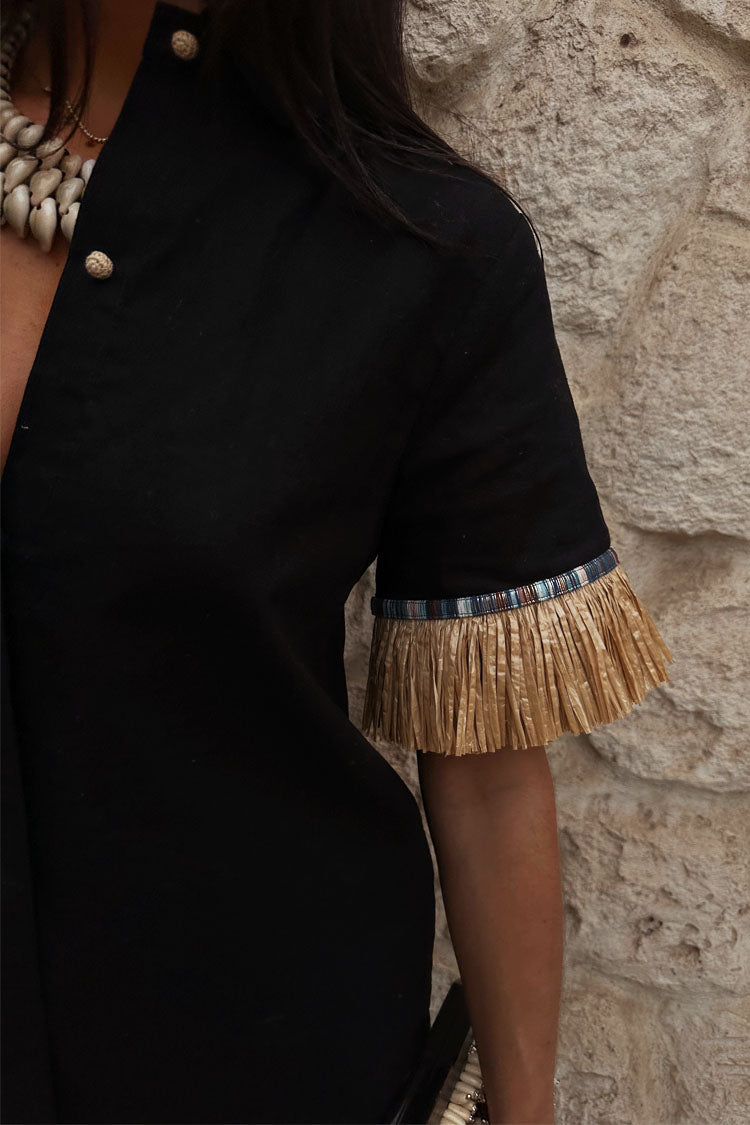 Black Raffia Shirt