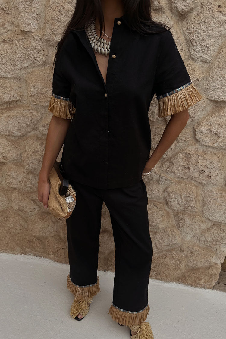 Black Raffia Marra Trousers