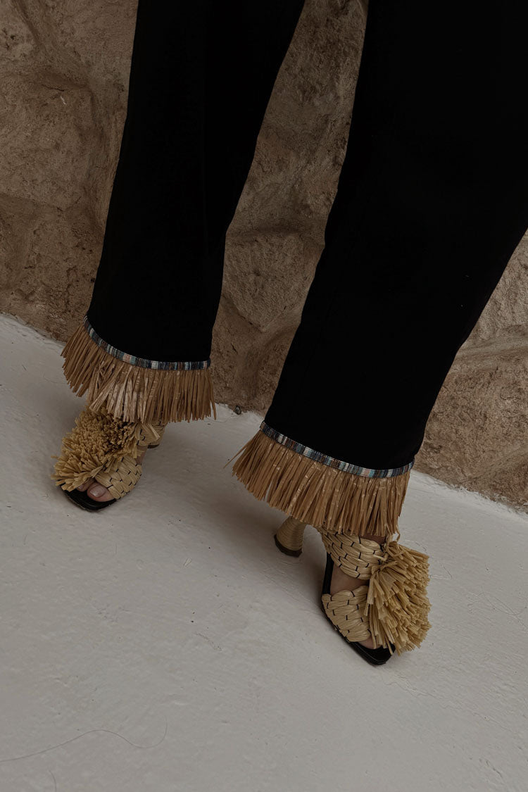 Black Raffia Marra Trousers