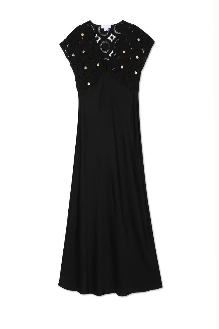Black Crochet Shell Elodie Dress