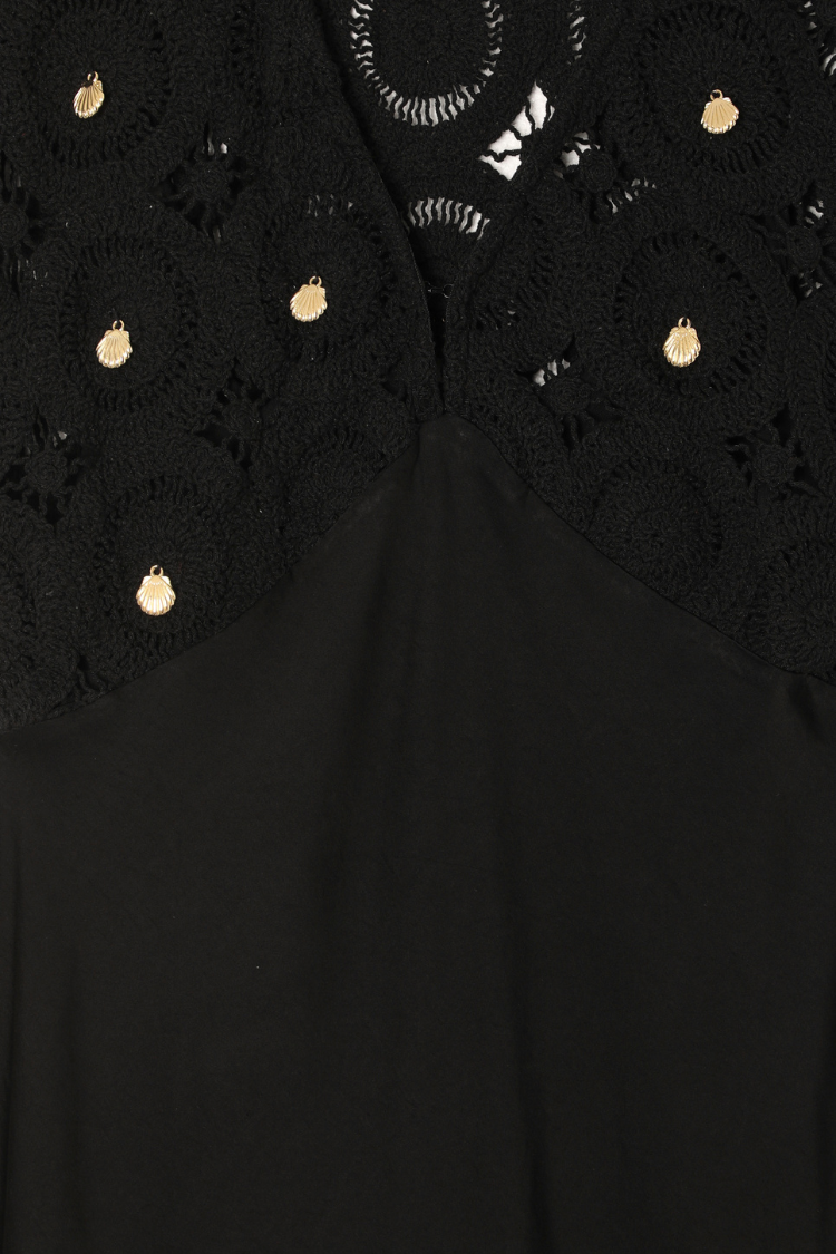 Black Crochet Shell Elodie Dress Petite