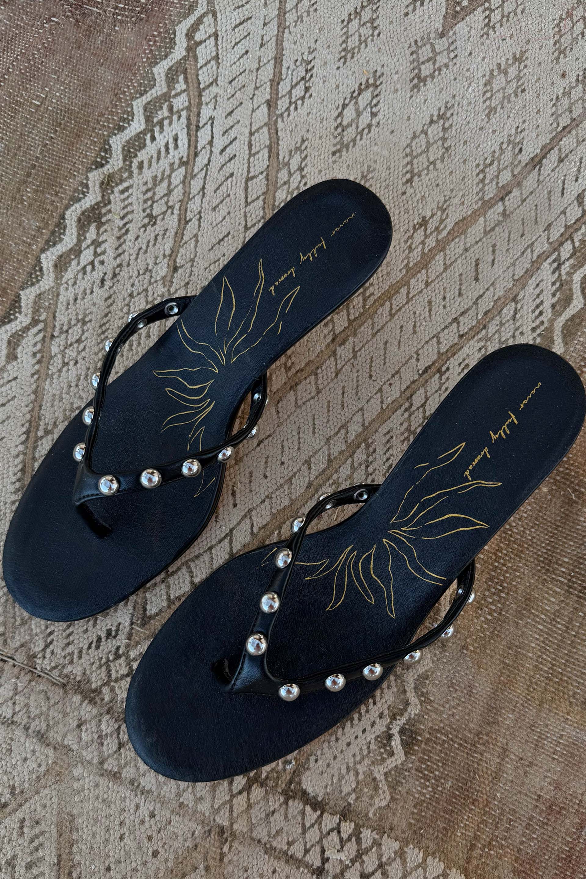 Black Stud Sandal Mule