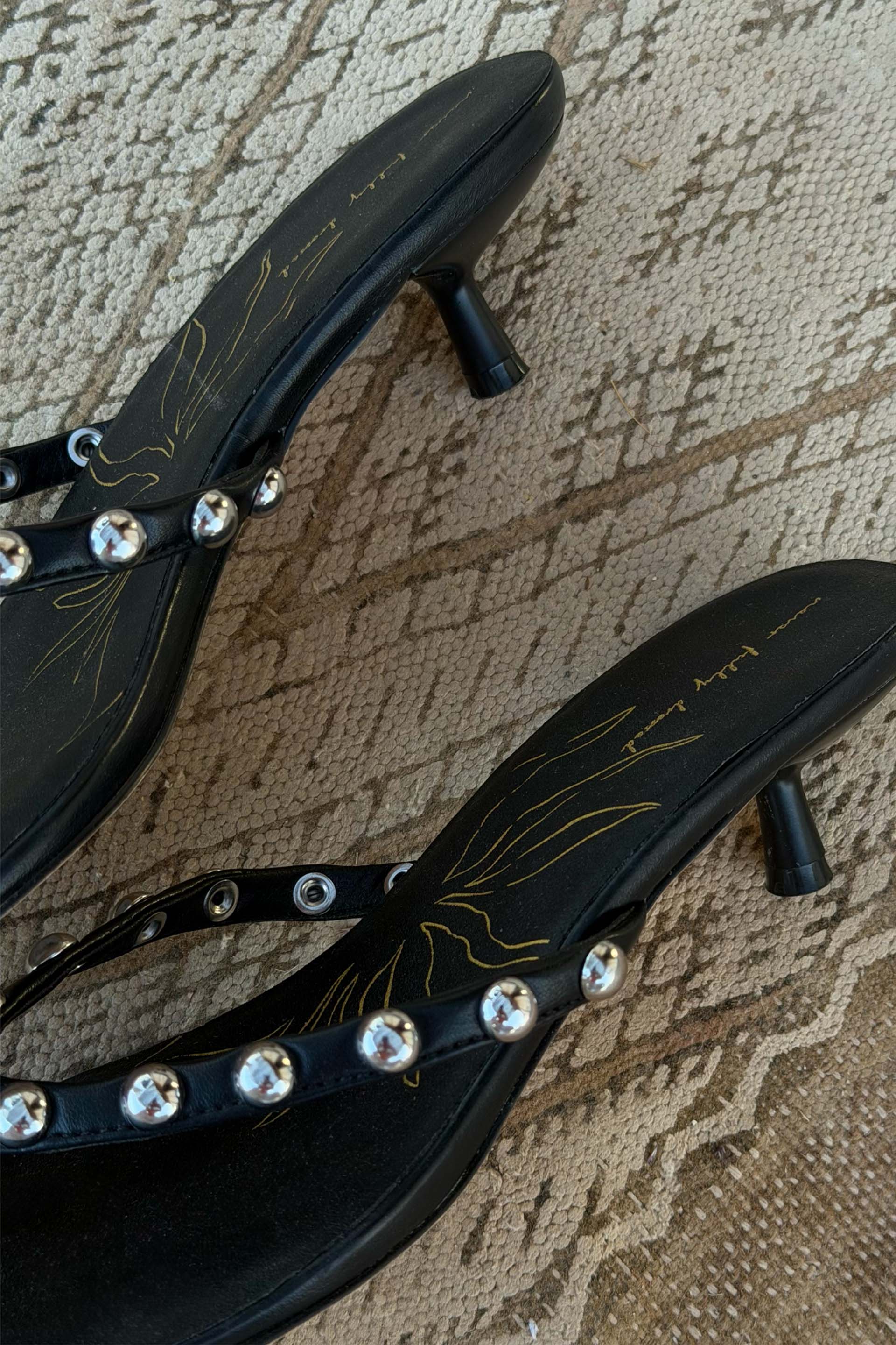 Black Stud Sandal Mule