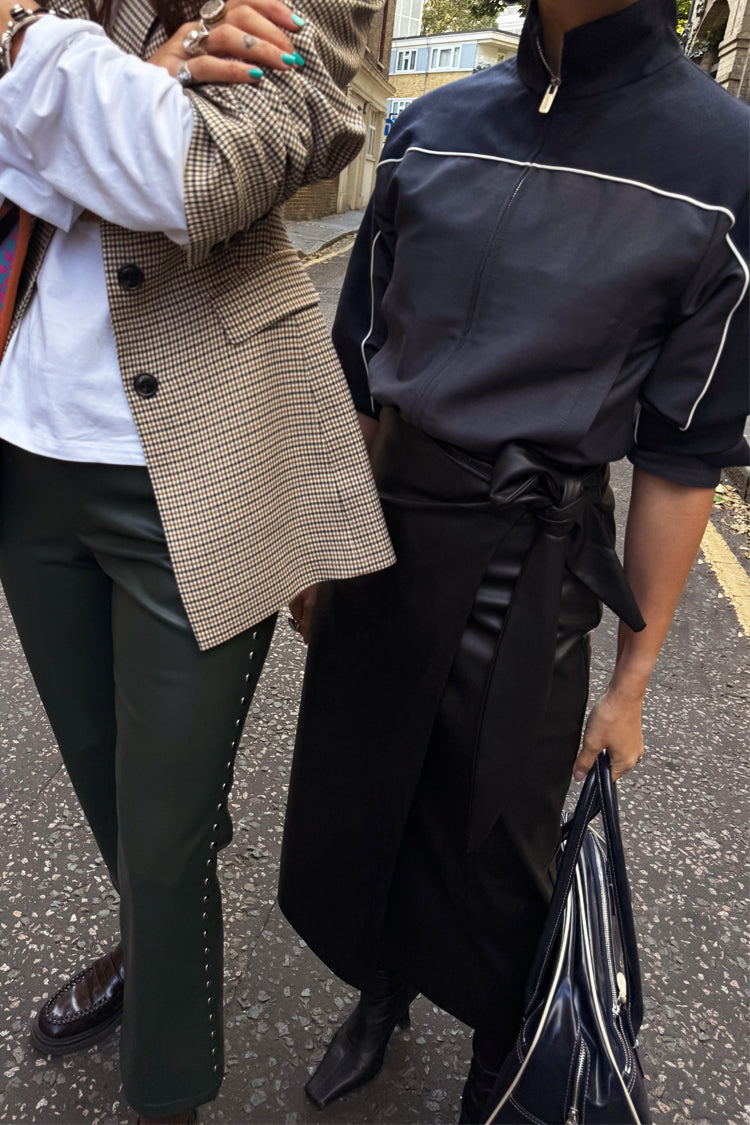 Black Vegan Leather Wrap Skirt