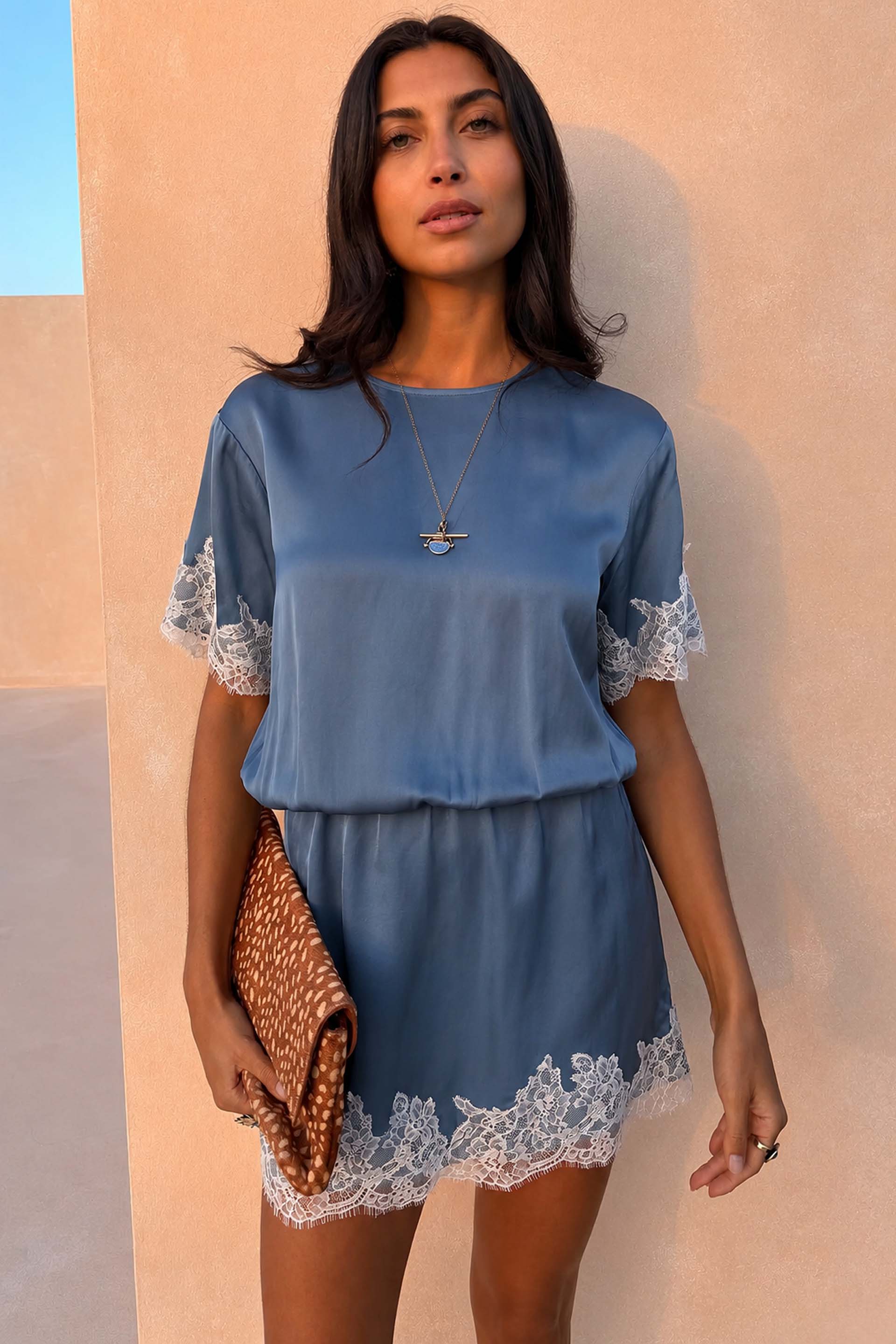 Blue Lace Mini Dress