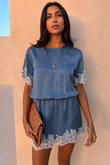 Blue Lace Mini Dress